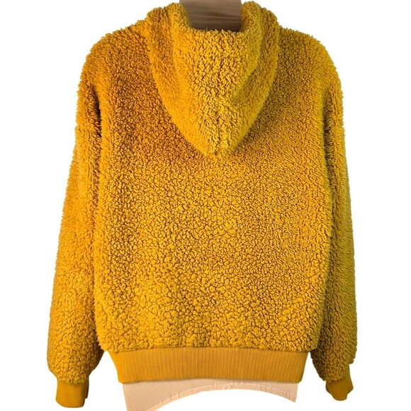 Love Tree Large Mustard Yellow Sherpa Teddy Hoodie Fuzzy Polyester Pullover - Picture 3 of 6